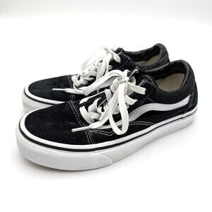 Vans Old Skool Lace-Up Sneaker Shoes Unisex Black Canvas Size US W7.5/M6 EU38